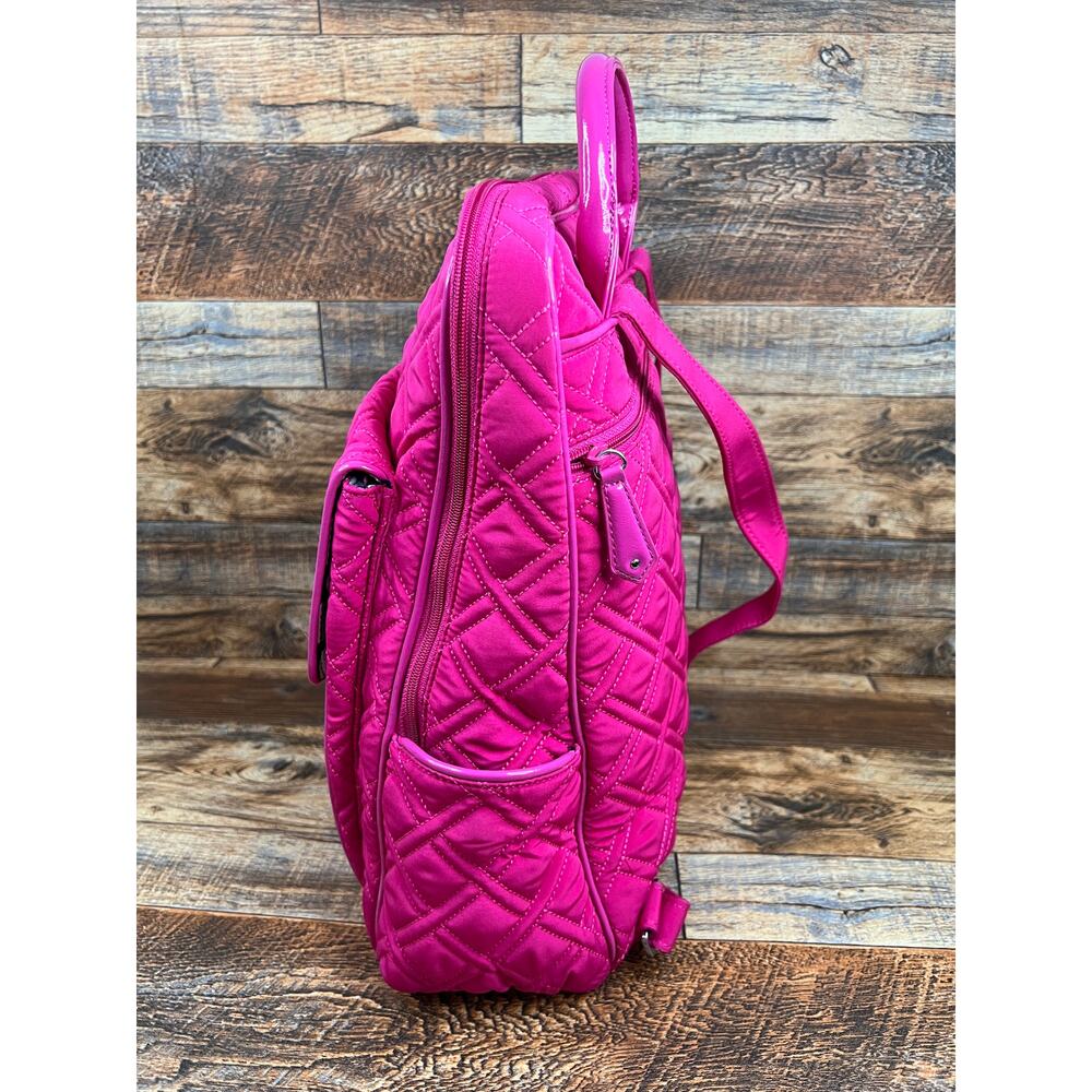 Vera Bradley Hot Fuchsia Pink Quilted Backpack Bag Pockets Purse - Picture 4 of 8